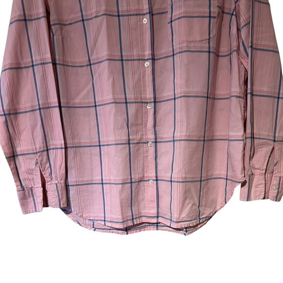 Old Navy The Classic Shirt Pink Plaid Long Sleeve 100% Cotton Boho Office SZ LG - Picture 5 of 8